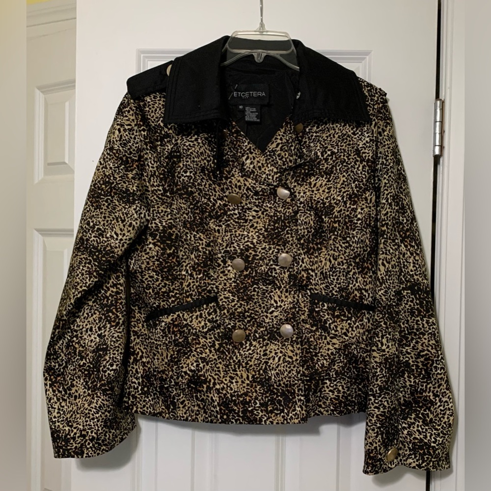 MOB Animal Print Cheetah Jacket Epaulets Lined Buttons Statement